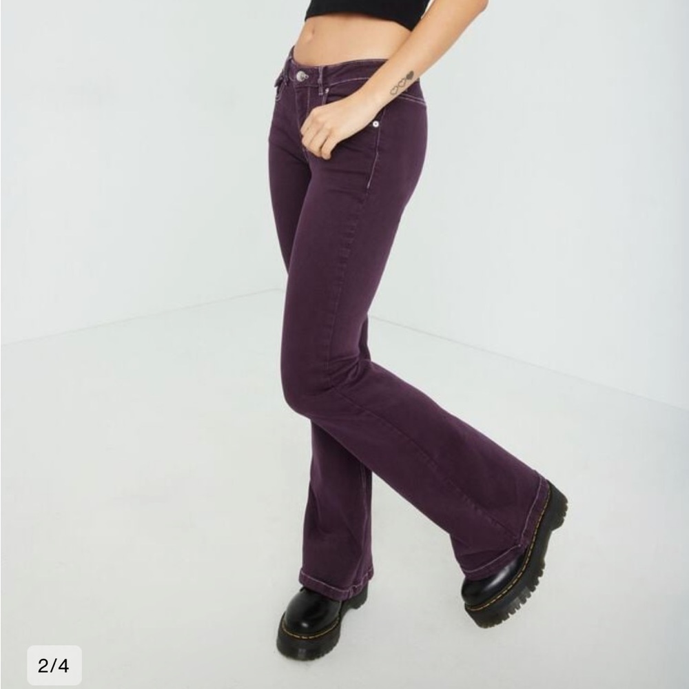 Garage dark purple low rise flare jeans